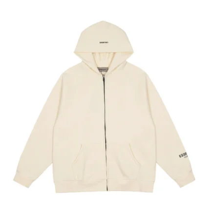 Fear Of God Essentials Beige Zipper Hoodie